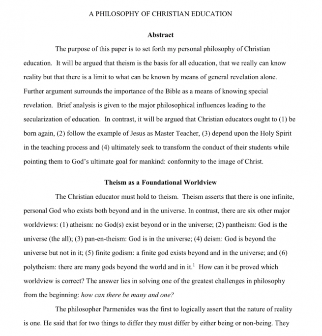 essay on christian education