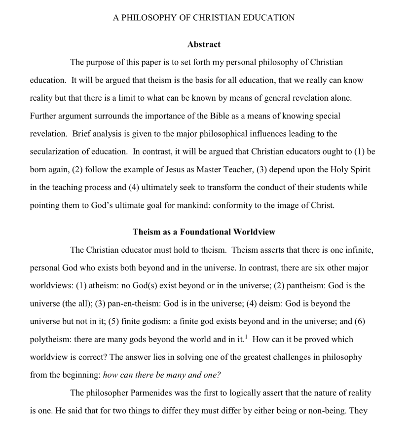 Dissertation for doctor of philosophy in christian education